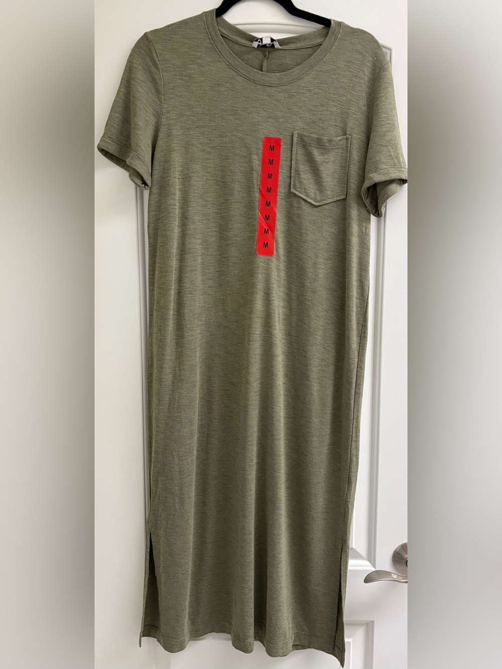 Jessica Simpson Olive Green Short-Sleeve Pocket Tee Dress